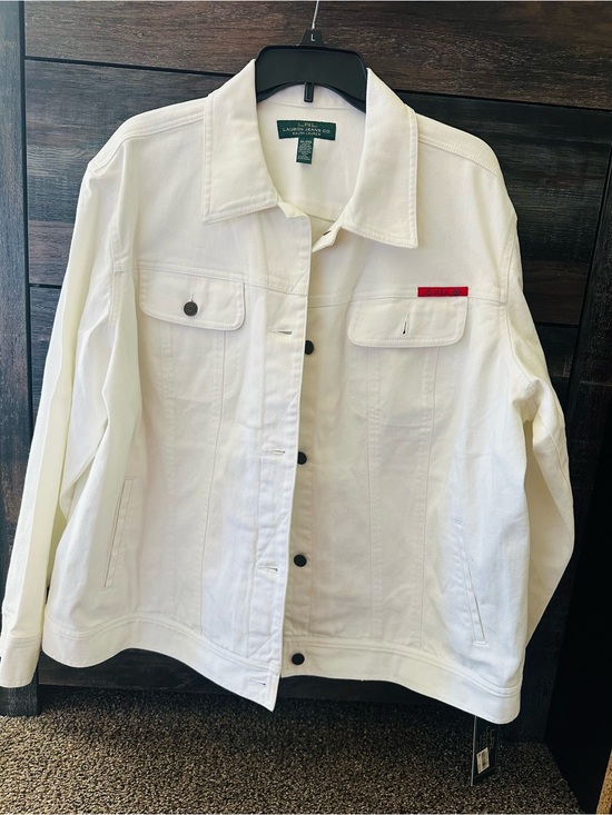 Ralph Lauren Jackets & Blazers - Ralph Lauren White Denim Trucker Jacket with Red Accent